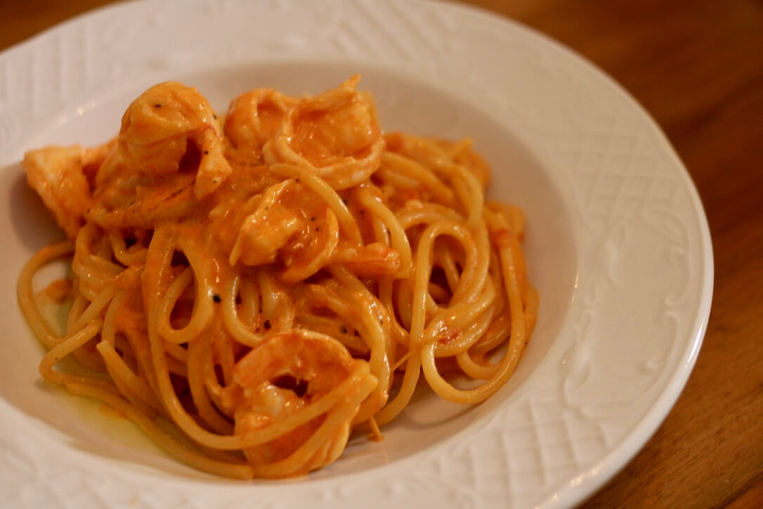 フランスごはん日記「海老好きにはたまらない。極上海老味噌のパスタ」