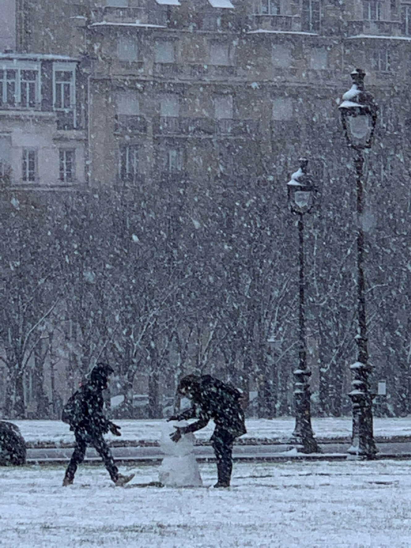 滞仏日記「白銀のパリ。モンマルトルでスキー、セーヌ河畔で雪だるま！」