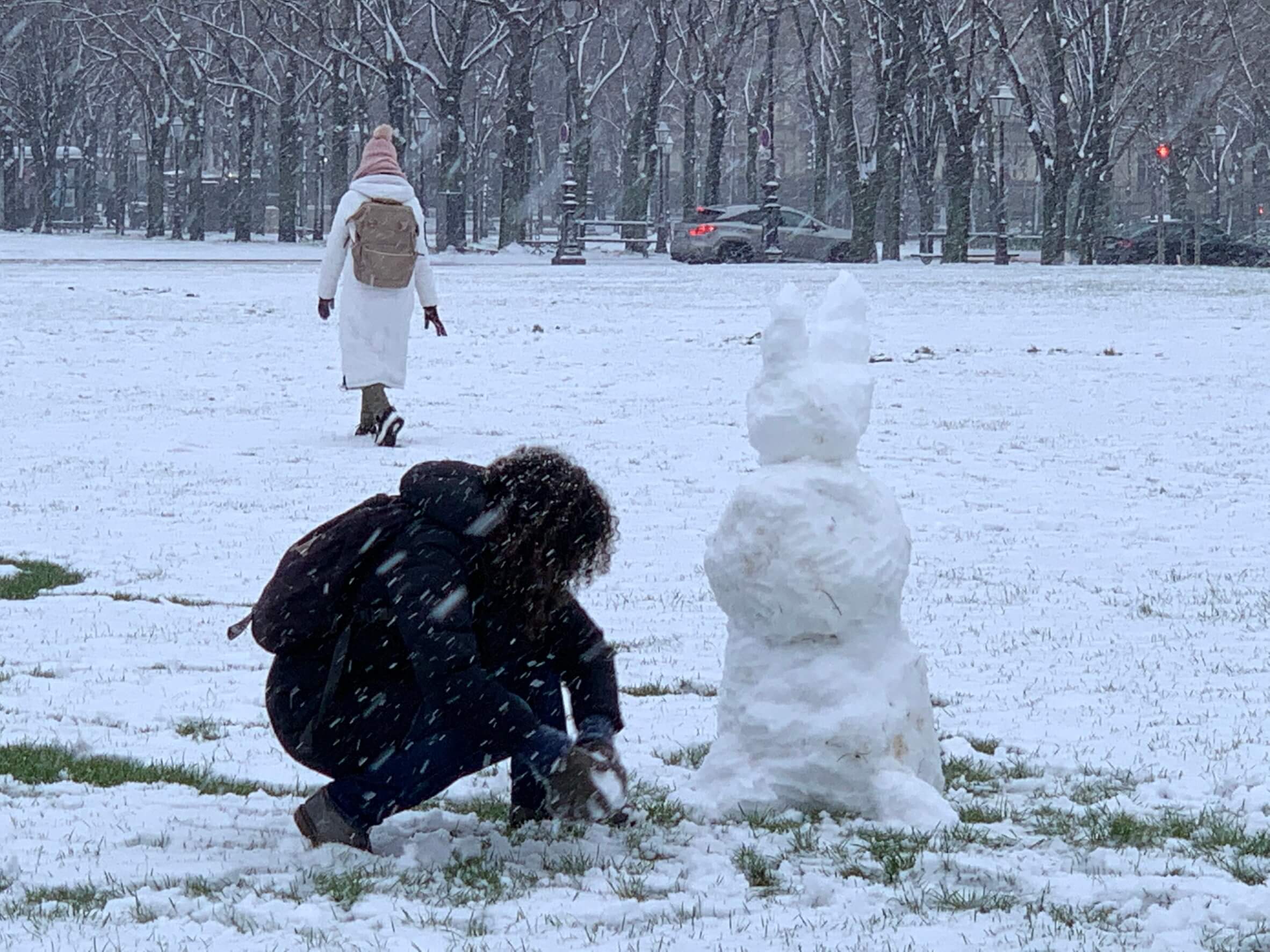 滞仏日記「白銀のパリ。モンマルトルでスキー、セーヌ河畔で雪だるま！」