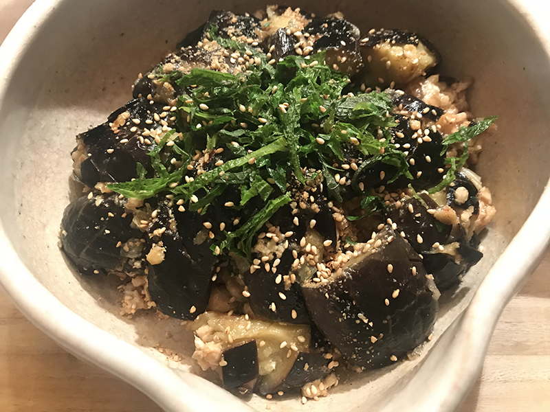 今日の献立、鶏なす甘辛煮