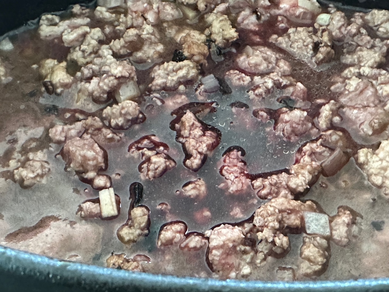 裏庭にかえでを植樹からのひき肉とマッシュルームの濃厚スパゲッティ！