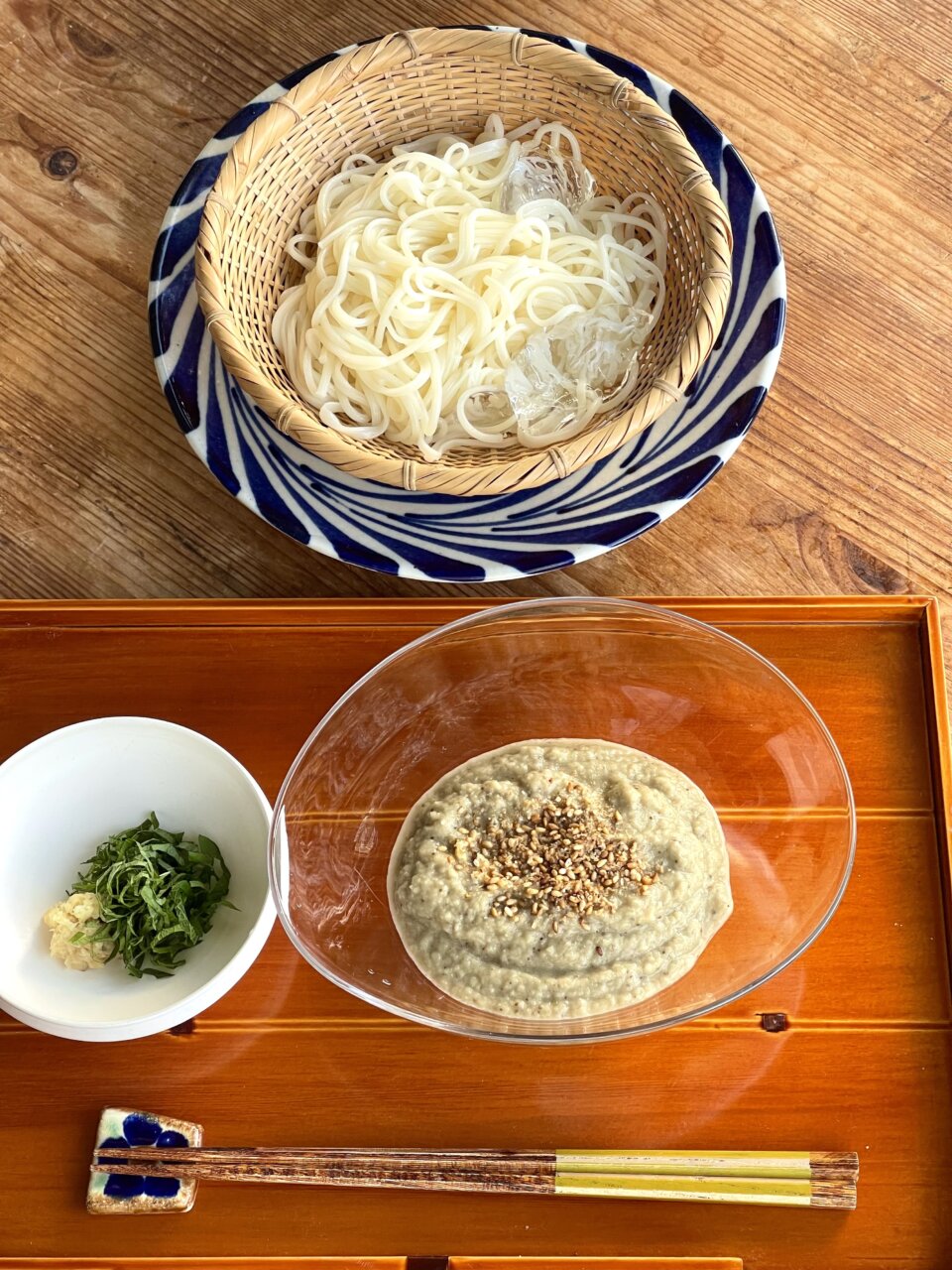 濃い焼きなすのごまだれそうめん