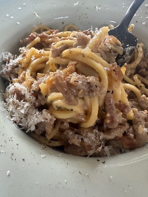 毎日が勝負飯、「牛豚合挽肉ラグー極上パスタ」