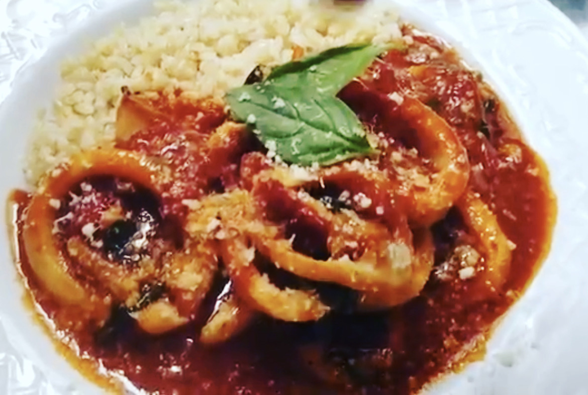 毎日が勝負飯、「おさらい、イカ&トマト煮込み麺」