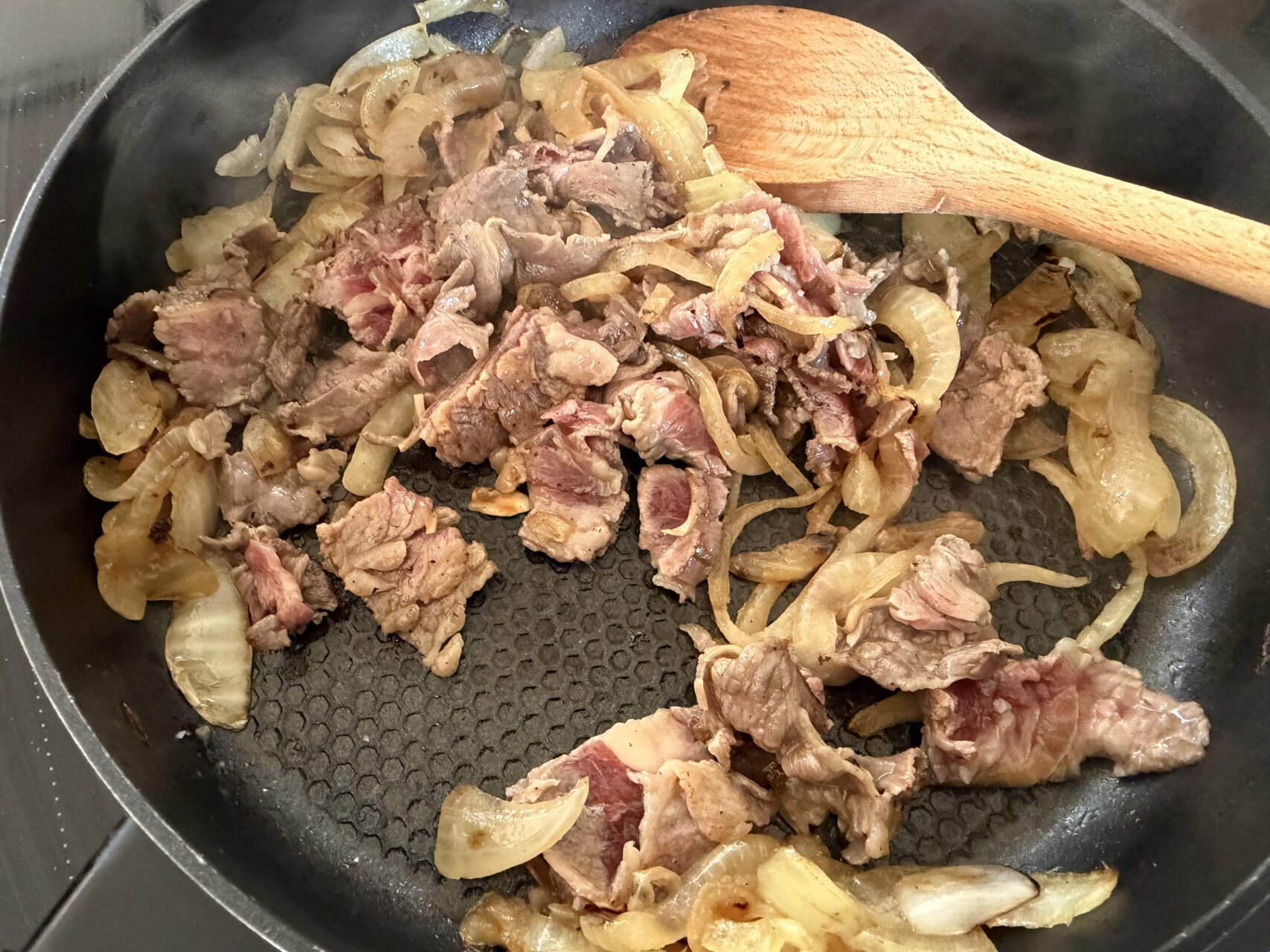 父ちゃんの普段着飯、「牛肉の甘酢パスタ」